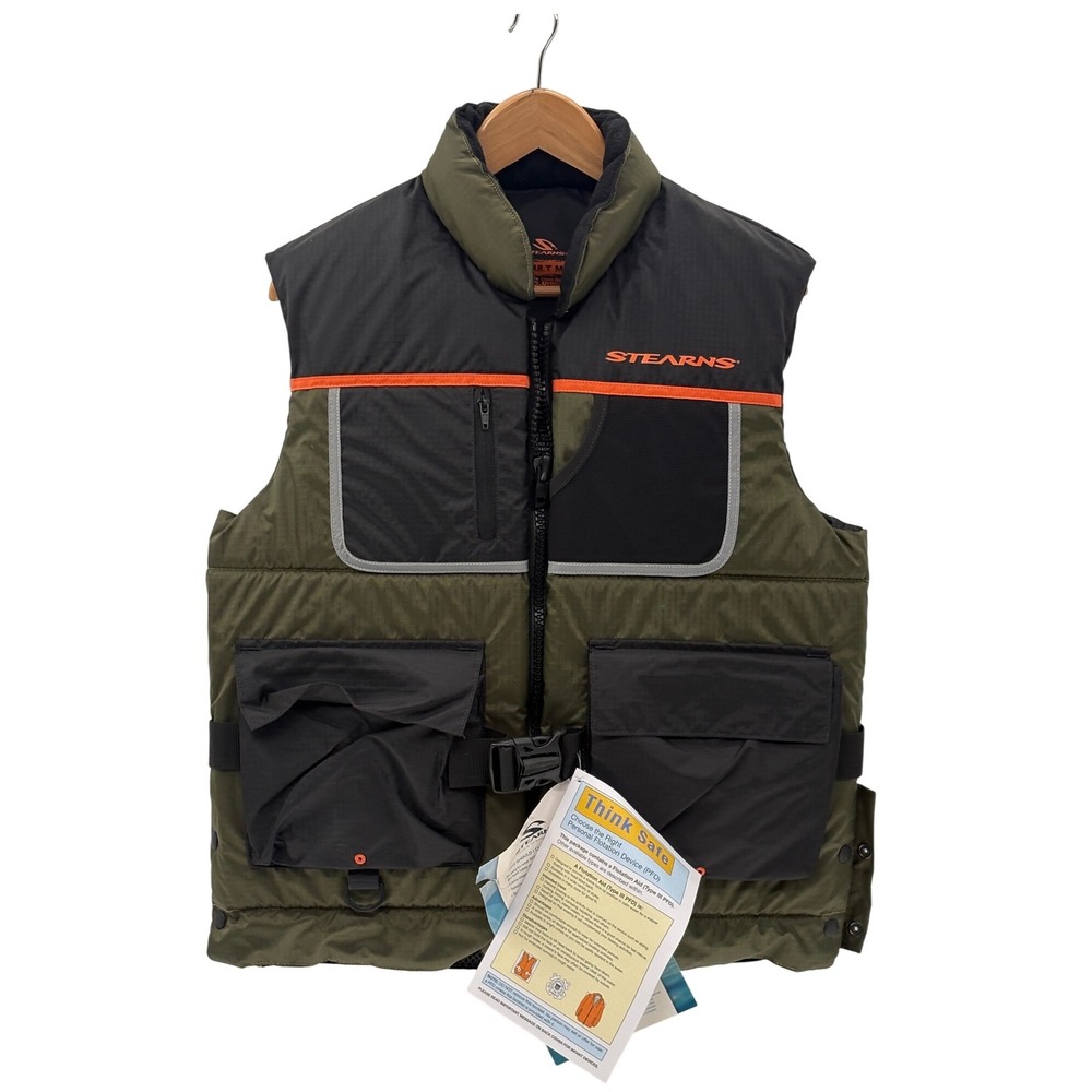 Stearns Fishing Vest Floatation Men Size Medium Green Outdoor‎ New